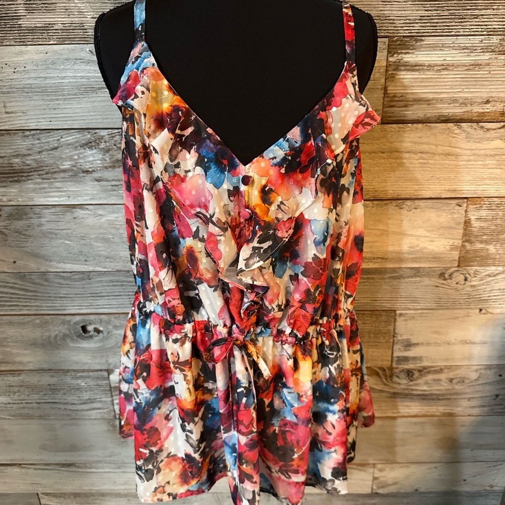 Torrid Multicolor Floral Blouse With Adjustable Straps-NWOT